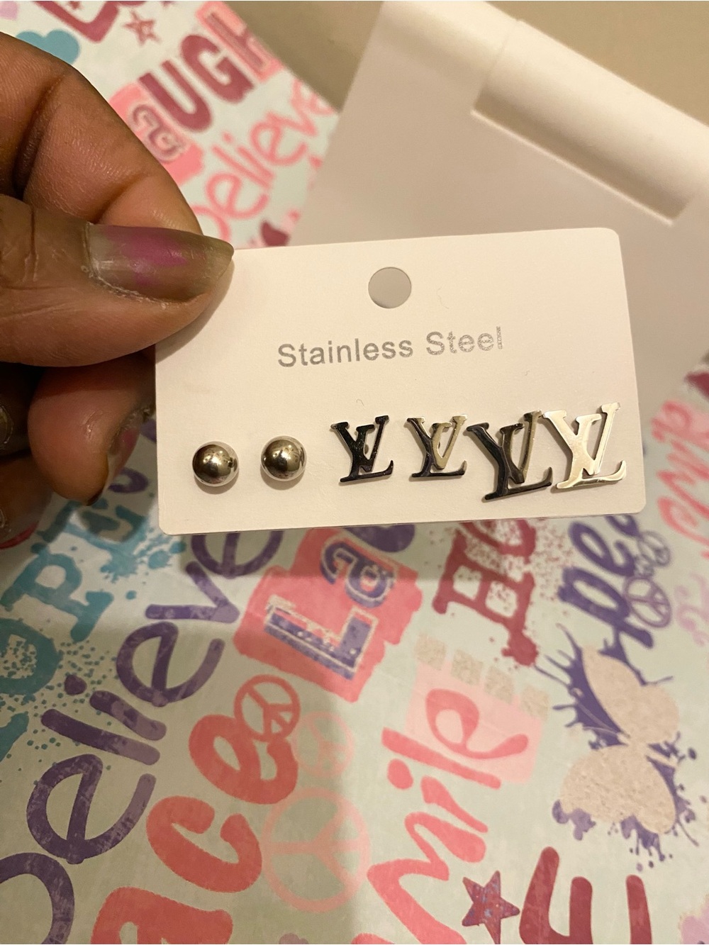 Silver Fashion Stud Earring Set - Stainless Steel